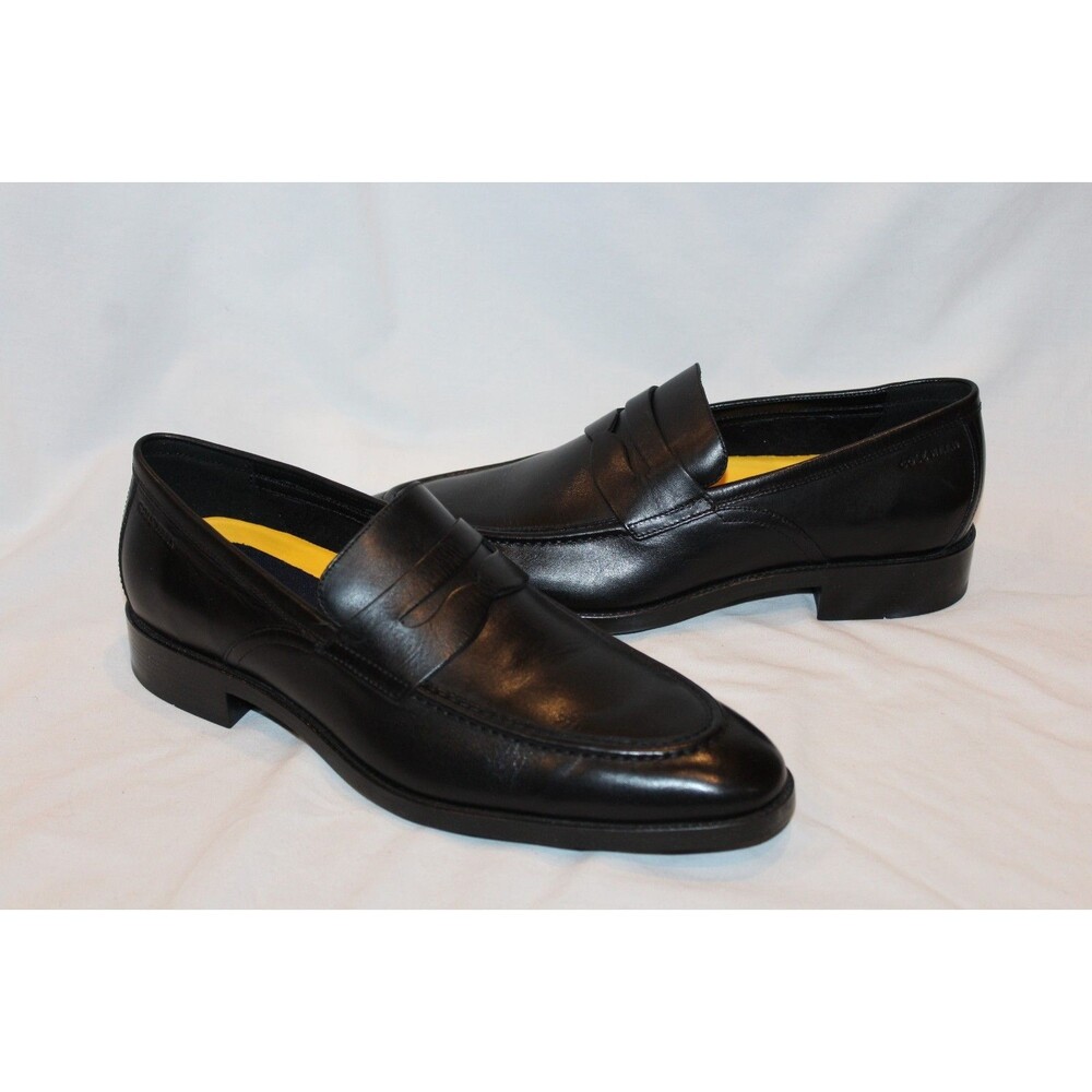 COLE HAAN MEN'S HAWTHORNE LEATHER PENNY LOAFERS BLACK NEW 11 $180